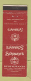 Matchbook Cover - Schrafft's Restaurant New York City Philadelphia Boston WEAR