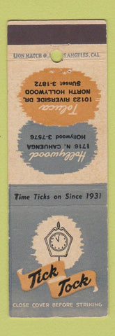 Matchbook Cover - Tick Tock Restaurant North Holywood CA Toluca