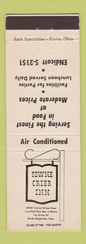 Matchbook Cover - Towne Crier Inn North Ridgeville OH