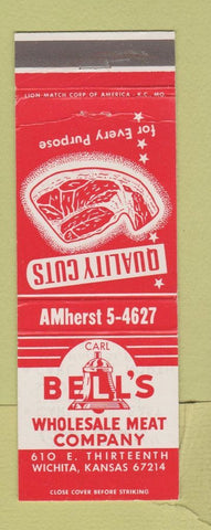 Matchbook Cover - Bell's Wholesale Meat Company Wichita KS