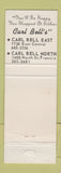 Matchbook Cover - Bell's Wholesale Meat Company Wichita KS