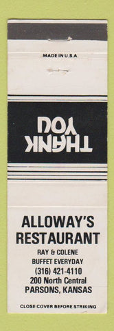 Matchbook Cover - Alloway's Restaurant Parsons KS