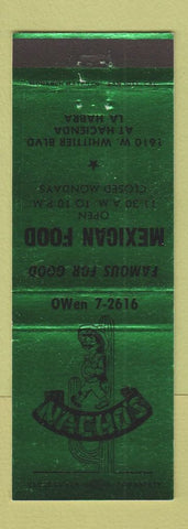 Matchbook Cover - Nacho's Mexican Food La Habra CA