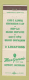 Matchbook Cover - Max Green's Men's Clothes Detroit MI