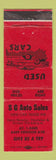 Matchbook Cover - SG Auto Sales  WEAR