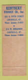 Matchbook Cover - Kentucky Finance Company Louisville KY
