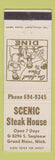 Matchbook Cover - Scenic Steak House Grand Blanc MI