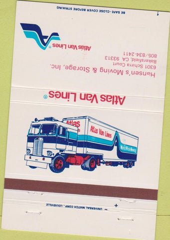 Matchbook Cover - Atlas Van Lines Bakersfield CA trucking 40 Strike