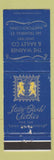 Matchbook Cover - Stein Bloch Men's Clothes Warne & Bailey Hartford CT