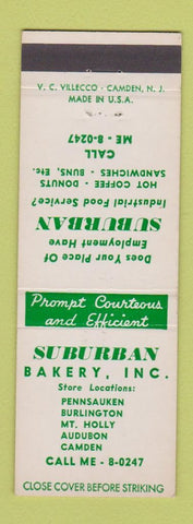Matchbook Cover - Suburban Bakery Pennsauken Audubon Camden Burlington NJ