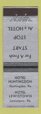 Matchbook Cover - Hotels Huntington Lewistown PA