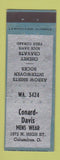Matchbook Cover - Conard Davis Men's Clothes Columbus OH WEAR