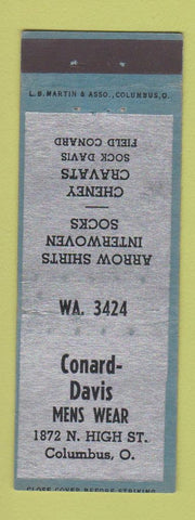Matchbook Cover - Conard Davis Men's Clothes Columbus OH WEAR
