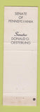Matchbook Cover - State of Pennsylvania Senator Donald Oesterling PA