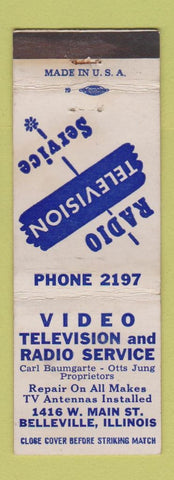 Matchbook Cover - Video TV Radio Service Belleville IL low phone #