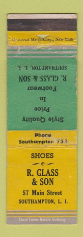Matchbook Cover - R Glass & Son Shoes Southampton LI WORN