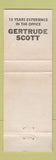 Matchbook Cover - Gertrude Scott for City Clerk