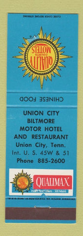 Matchbook Cover - Quality Motels Union City Biltmore Union City TN