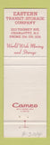 Matchbook Cover - Eastern Transit Storage Trucking Charlotte NC