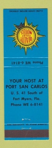 Matchbook Cover - Quality Motels Port San Carlos Fort Myers FL