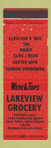 Matchbook Cover - Lakeview Grocery East Troy WI