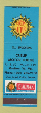 Matchbook Cover - Quality Motels Crislip Motor Lodge Grafton WV