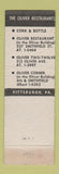 Matchbook Cover - Oliver Restaurant Pittsburgh PA WEAR