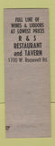 Matchbook Cover - R&S Restaurant Tavern Chicago IL ARROW Rose Simon