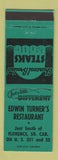 Matchbook Cover - Edwin Turner's Restaurant Florence SC