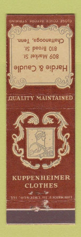 Matchbook Cover - Kuppenheimer Men's Clothes Hardie & Caudle Chattanooga TN