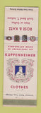 Matchbook Cover - Kuppenheimer Men's Clothes Rose & Katz South Bend IN