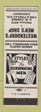 Matchbook Cover - Westendorf's Men's Clothes Arrow Beau Brummel Cincinnati OH