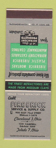 Matchbook Cover - Fire Brick Service Supply Cleveland Toledo OH AP Green