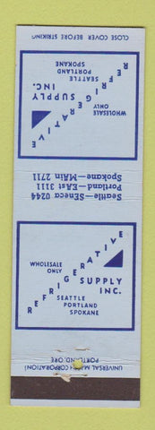 Matchbook Cover - Refrigerative Supply Seattle Spokane WA Portland OR