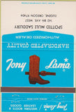 Matchbook Cover - Tony Lama Cowboy Boots Eugene OR 40 Strike