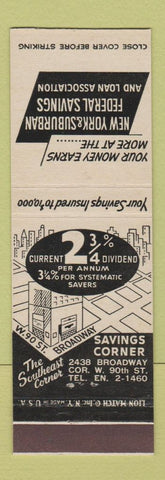 Matchbook Cover - New York & Suburban Federal Savings New York CITy