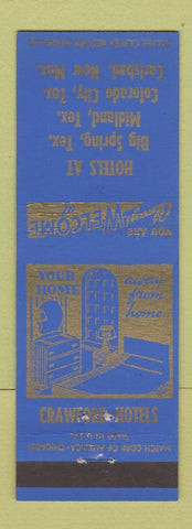Matchbook Cover Crawford Hotels Bing Spring Midland Colorado City TX