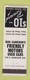 Matchbook Cover - Bud Cameron's Used Cars