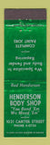 Matchbook Cover - Henderson Body Shop Chattanooga TN WEAR