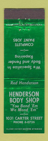 Matchbook Cover - Henderson Body Shop Chattanooga TN WEAR