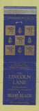 Matchbook Cover - Lincoln Lane Restaurant Miami Beach FL