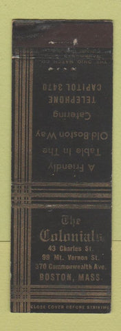 Matchbook Cover - The Colonials Restaurant Boston MA WEAR