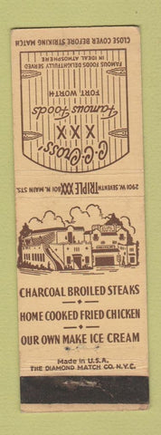 Matchbook Cover - CC Cross Restaurant Fort Worth TX Triple XXX