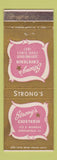 Matchbook Cover - Srong's Cafeteria Springfield IL