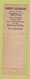 Matchbook Cover - Parker's Restaurant Chicago IL ARROW WEAR