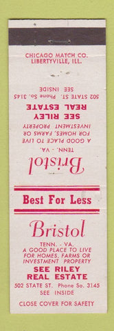 Matchbook Cover - Bristol TN VA Riley Real Estate