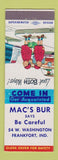 Matchbook Cover - Mac's Bur Frankfort IN