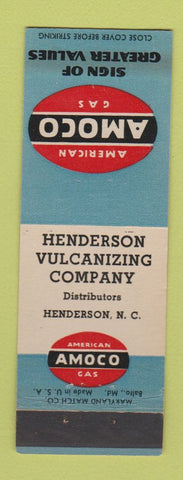 Matchbook Cover - Amoco oil gas Henderson Vulcanizing Henderson NC