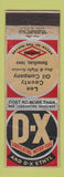 Matchbook Cover - DX Oil gas Lee County Donnellson IA WORN
