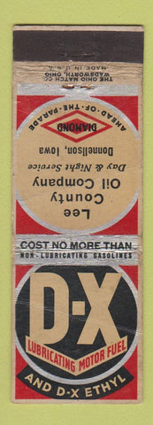 Matchbook Cover - DX Oil gas Lee County Donnellson IA WORN